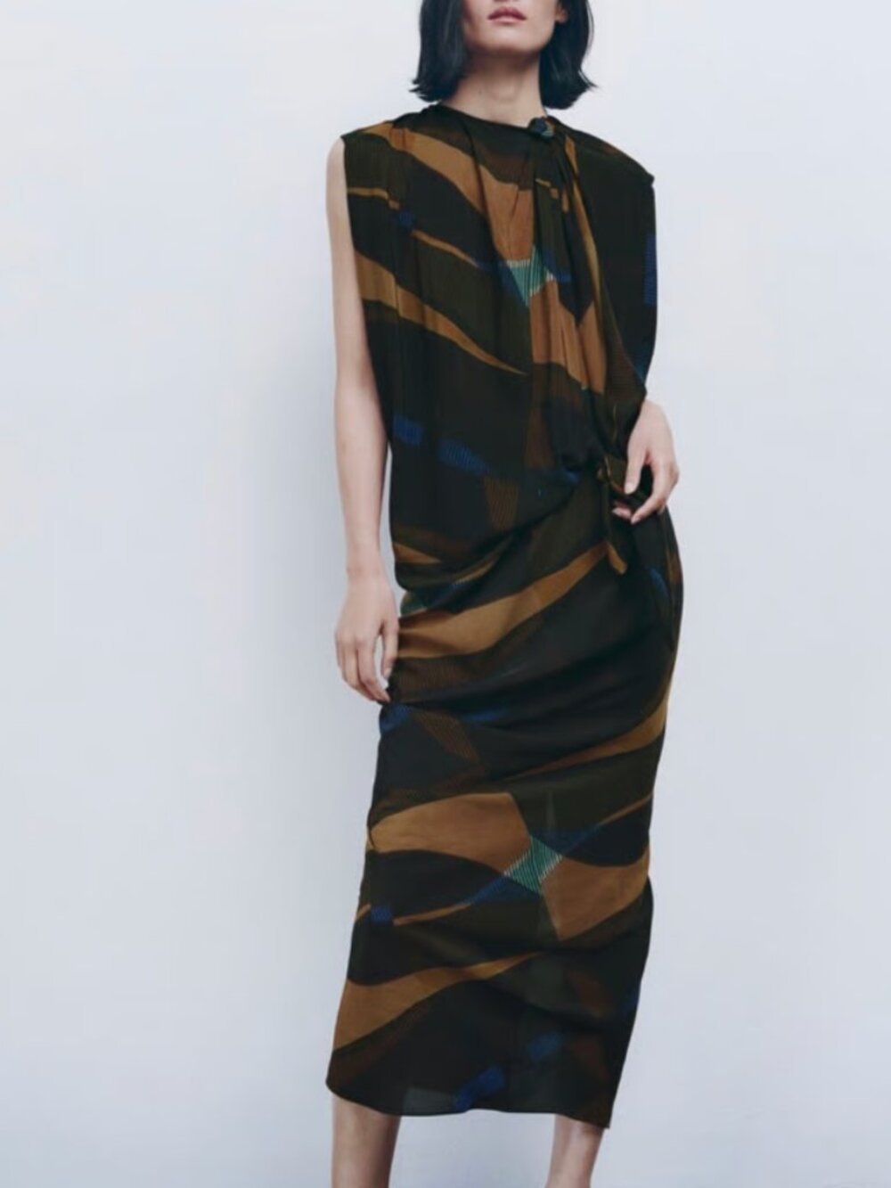 NWT ZARA WOMAN MIDI LIMITED EDITION DRESS WITH DRAPED DETAIL 2477/663 XL